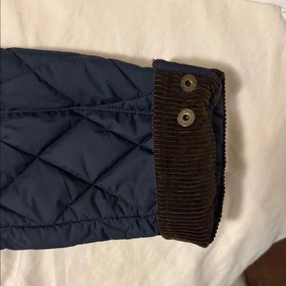 Polo Ralph Lauren Navy Quilted Jacket with Brown Collar - Picture 6 of 6